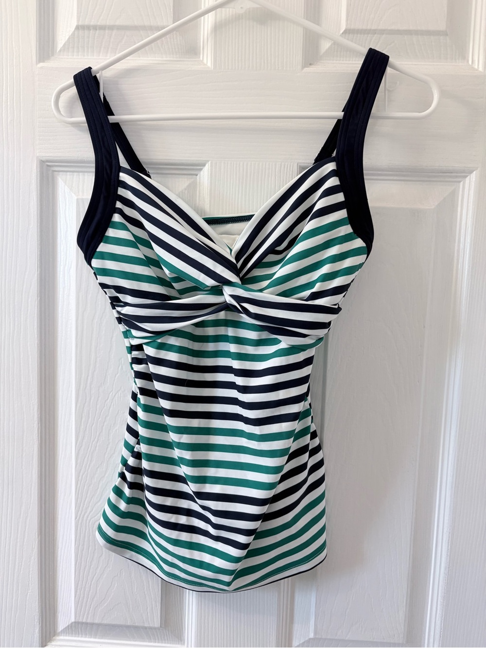 Lands’ End Swim Tankini Top in Navy, White & Teal